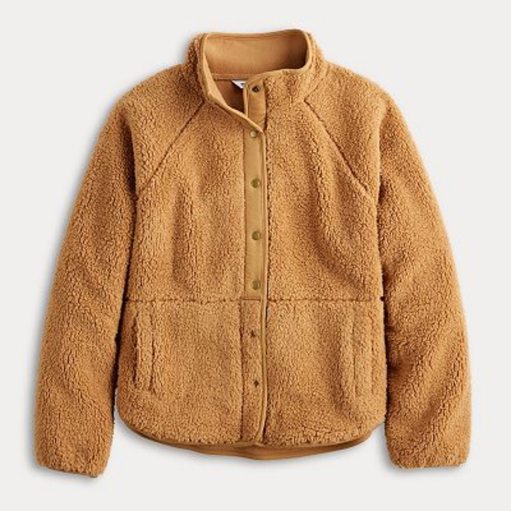 Sherpa Fleece Snap Button Jacket - Picture 2 of 3